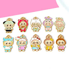 跨境卡通拉布布labubu 吊坠diy合金饰品钥匙扣手机链项链包包挂件