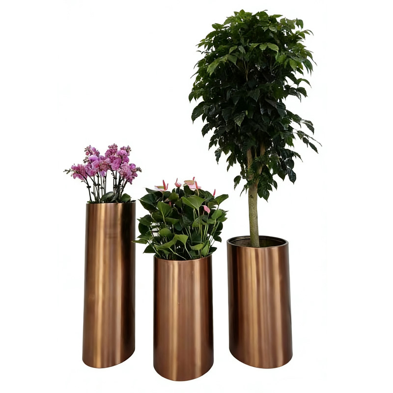 Personalizado al aire libre caja de flores de acero inoxidable cerca al aire libre colocado calle canal de flores rectangular maceta de ventas cama de flores cuadrada
