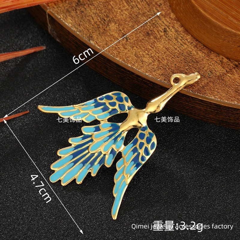新中式合金饰品配件仿景泰蓝滴油大小凤鸟宫廷风DIY新娘头冠材料|undefined