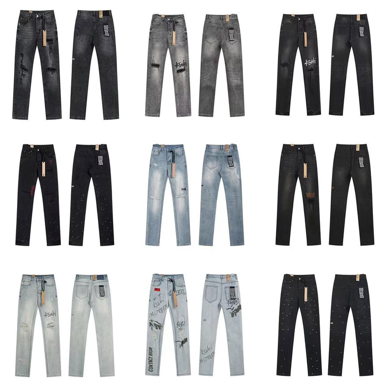 European and American Cross-Border Export Wholesale Ksubi High Street Slim Stretch Jeans for Men and Women, Same Style for Couples