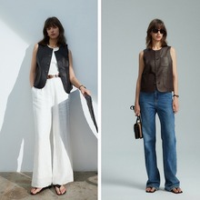 圆领斜口袋真皮马甲女100绵羊皮荔枝纹马夹无袖背心短外套2025秋