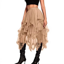 Long Tulle Skirt,High Waisted Asymmetrical Ruffle Skirts for
