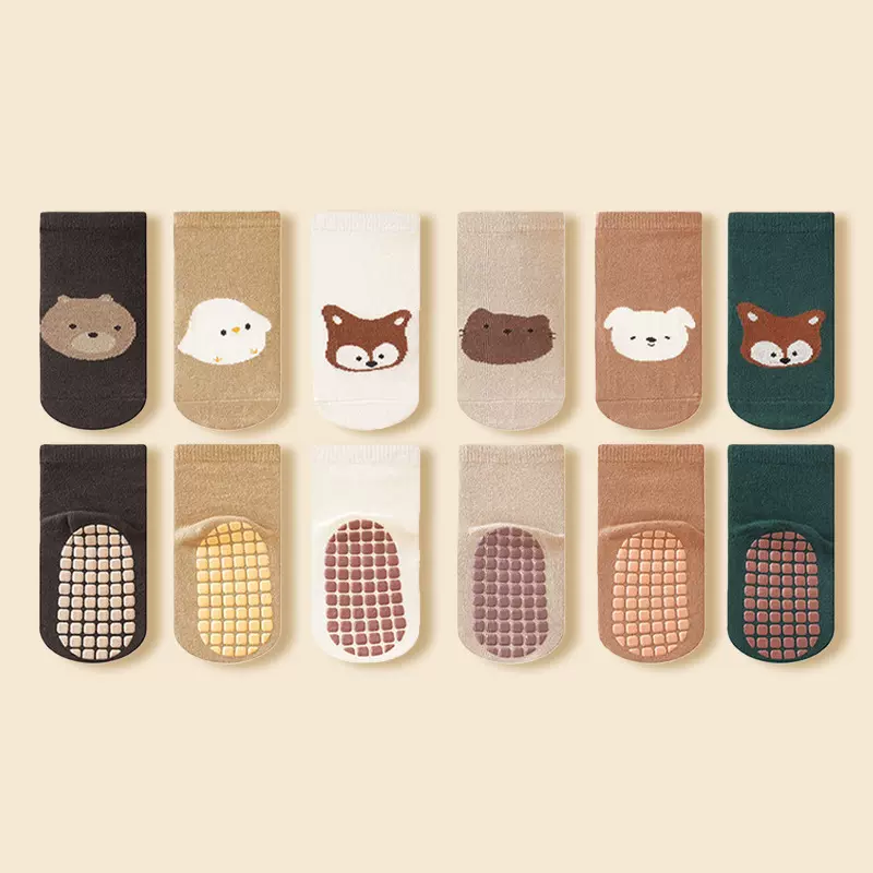 春秋新款宝宝地板袜a类不勒腿防滑点胶儿童袜子可爱卡通中筒袜子