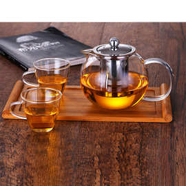 茶壶耐高温玻璃壶高硼硅带过滤花茶壶不锈钢漏红茶煮茶器精品茶壶