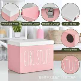 跨境木质浴室收纳盒翻盖女性周期用品储物盒卫生棉条纸巾盒杂物盒