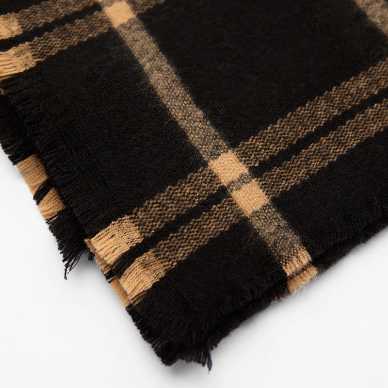 Amazon Venta caliente 2021 nueva bufanda negra a cuadros de doble cara para mujer otoño e invierno cálido bufanda de Cachemira chal grande