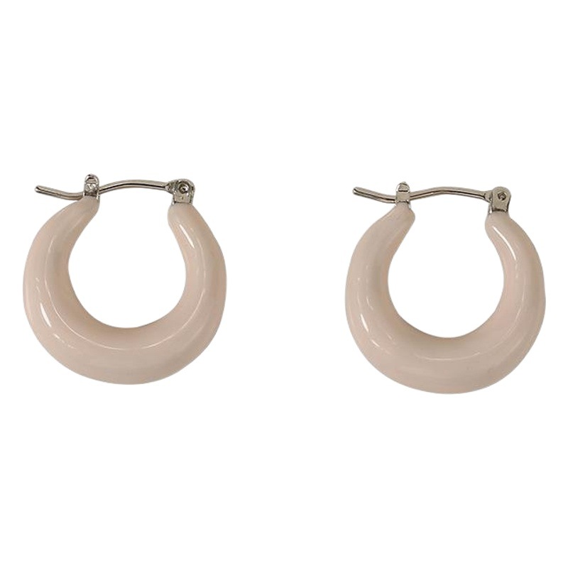 Aceite hecho a mano goteo Hong Kong estilo retro diseño nuevo personalizado moda crema rosa en forma de U pendientes para las mujeres