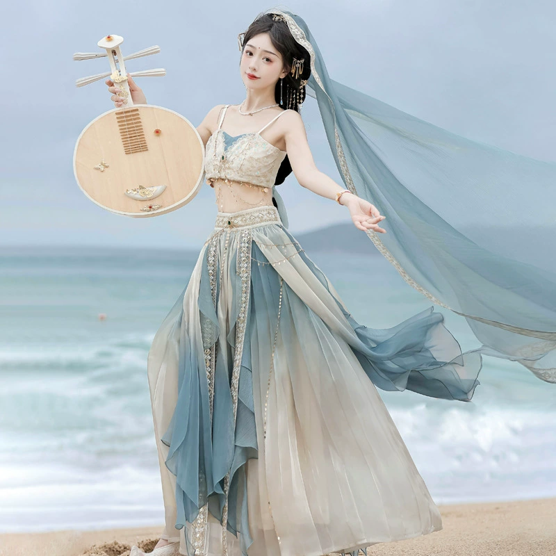 Оригинальный дизайн флуоресцентный Xingzhou Hanfu женский Dunhuang Западный ветер корсет полуюбка с пряжей 9087