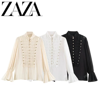 ZAZA 自制欧美风 批发女装 时尚百搭绳结扣浪漫风衬衫5107246 712