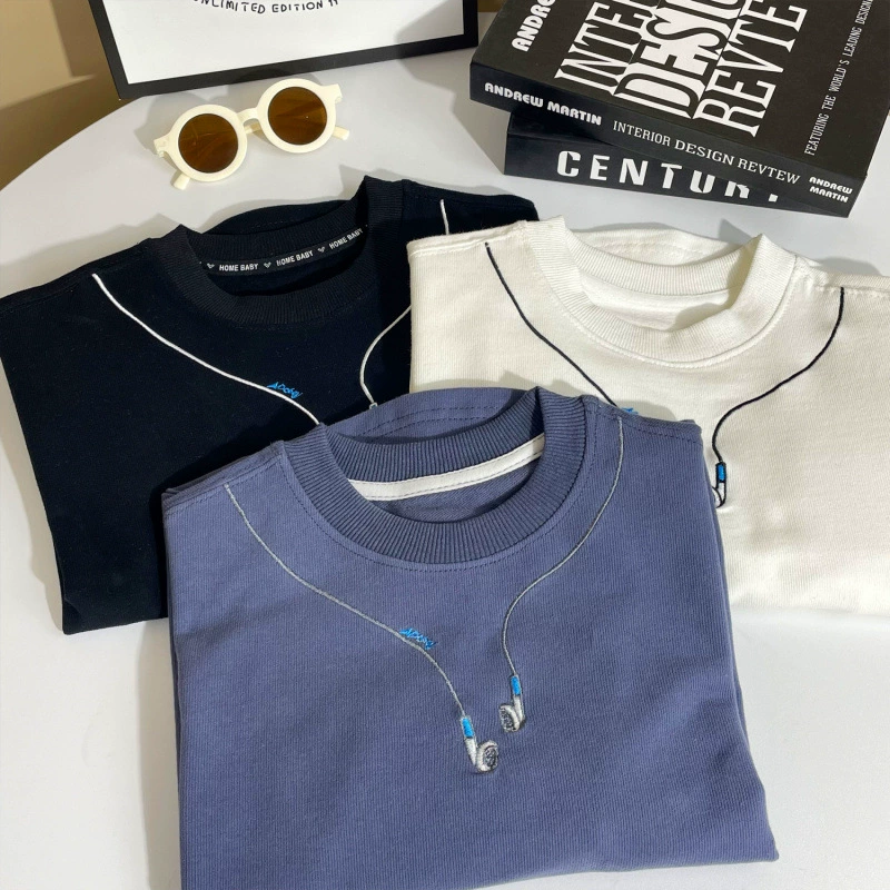 Детский свитер с длинным рукавом для мальчиков, весна-осень 2025, базовый слой, новый осенний стиль, круглый вырез, для мальчиков и девочек