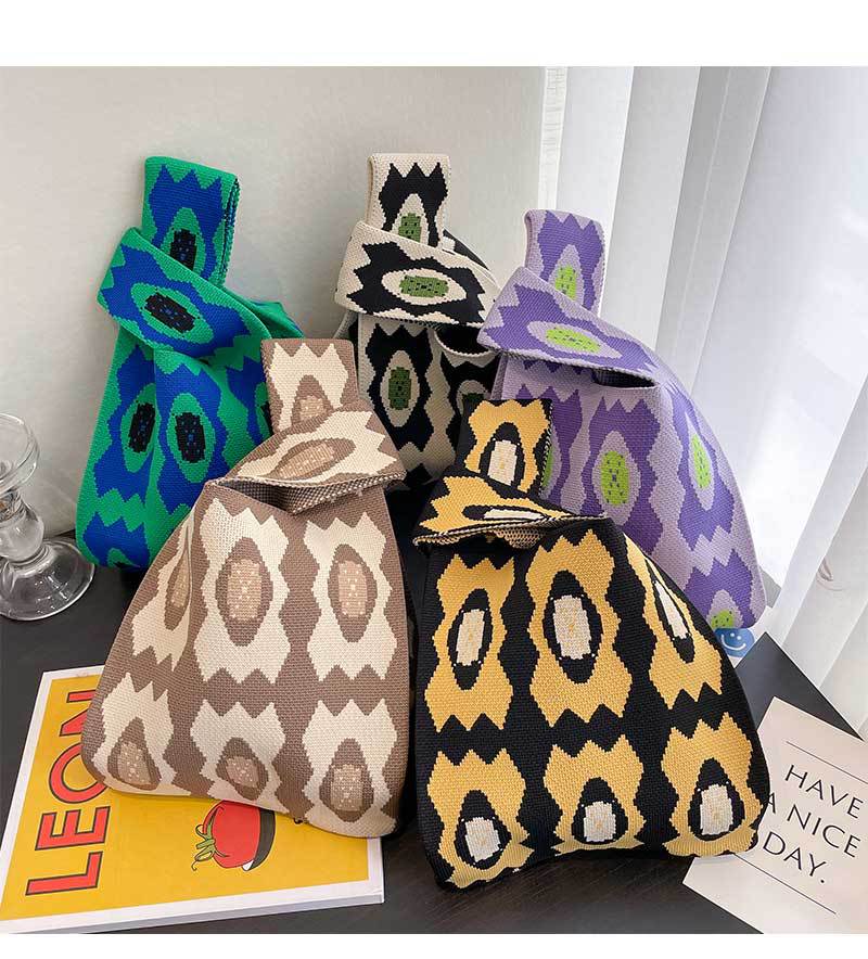 Women's Medium Knit Geometric Vintage Style Open Handbag display picture 1