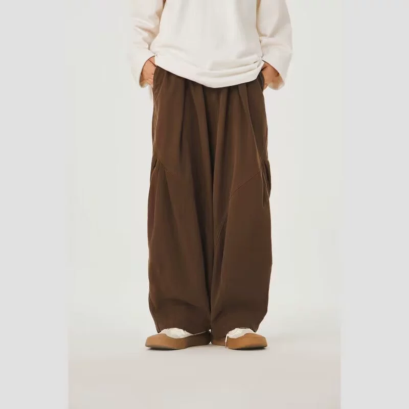 Осенние японские ретро коричневые повседневные брюки для мальчиков и девочек в колледже свободные прямые широкие брюки