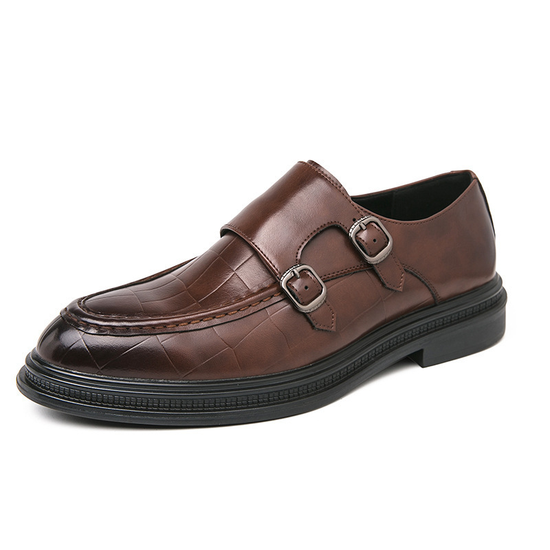 Zapatos de cuero de negocios transfronterizos de tamaño grande para hombres 46 zapatos de cuero de punta de doble botón británicos de tamaño grande para hombres zapatos de cuero de altura