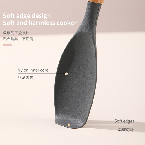 Cross-border cooking 12-piece set silicone spatula kitchen utensils non-stick pot dedicated wooden handle silicone spoon manufacturer direct supply 