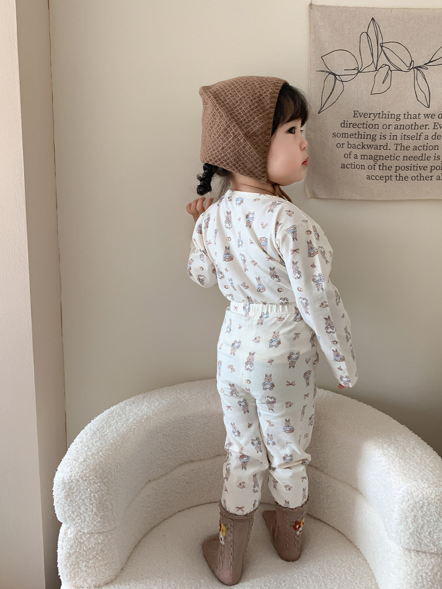 Sugar Pear ropa infantil niñas ropa doméstica set 2025 ropa de primavera nuevo niño lindo pijama de algodón de clase A bebé