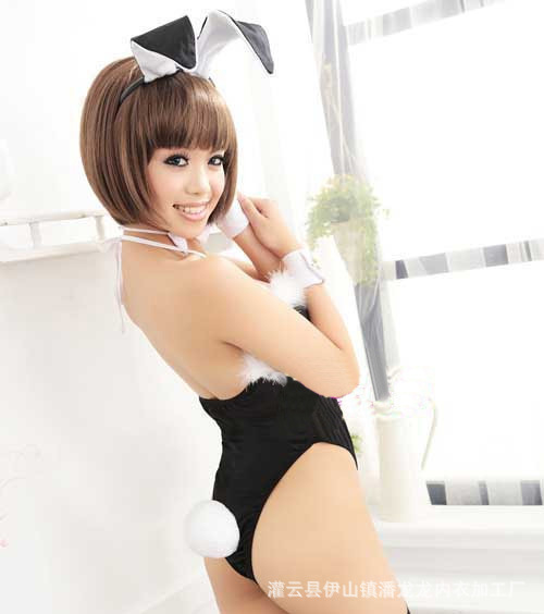 Lencería sexy lindo traje de conejo de una pieza traje de rendimiento de discoteca traje de rendimiento de anclaje