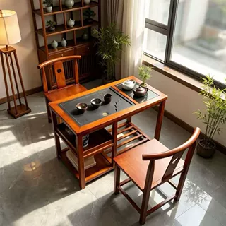 新中式实木小户型桌椅组合家用客厅泡茶茶几烧水功夫一体移动茶台