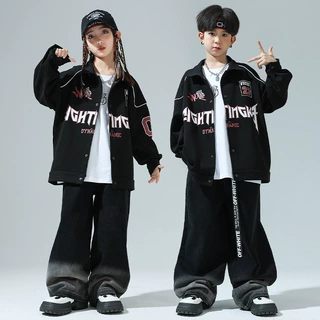 儿童街舞潮服少儿时尚欧美风棒球服女童hiphop外套男童嘻哈演出服
