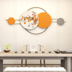New Chinese Style Living Room Iron Artistic 3D Wall Hanging, 3D Entrance Hall Restaurant Wall Decor, Crystal Ceramic Combined Wall Art