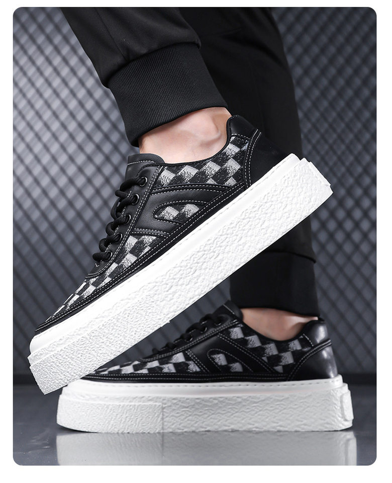 Giày thể thao đế dày nam kiểu mới, giày sneaker đơn giản tăng chiều cao, gót 3-5 cm — GX2519 màu trắng, GX2519 màu đen chi tiết 19