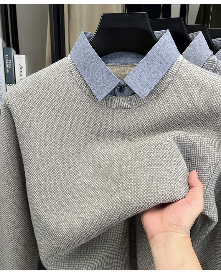 Herbst/Winter 2026/2025: Neues zweiteiliges Herren-Langarmshirt mit Fleecefutter, dicker, einfarbiger Sohle und schlichtem Design_voghion.com