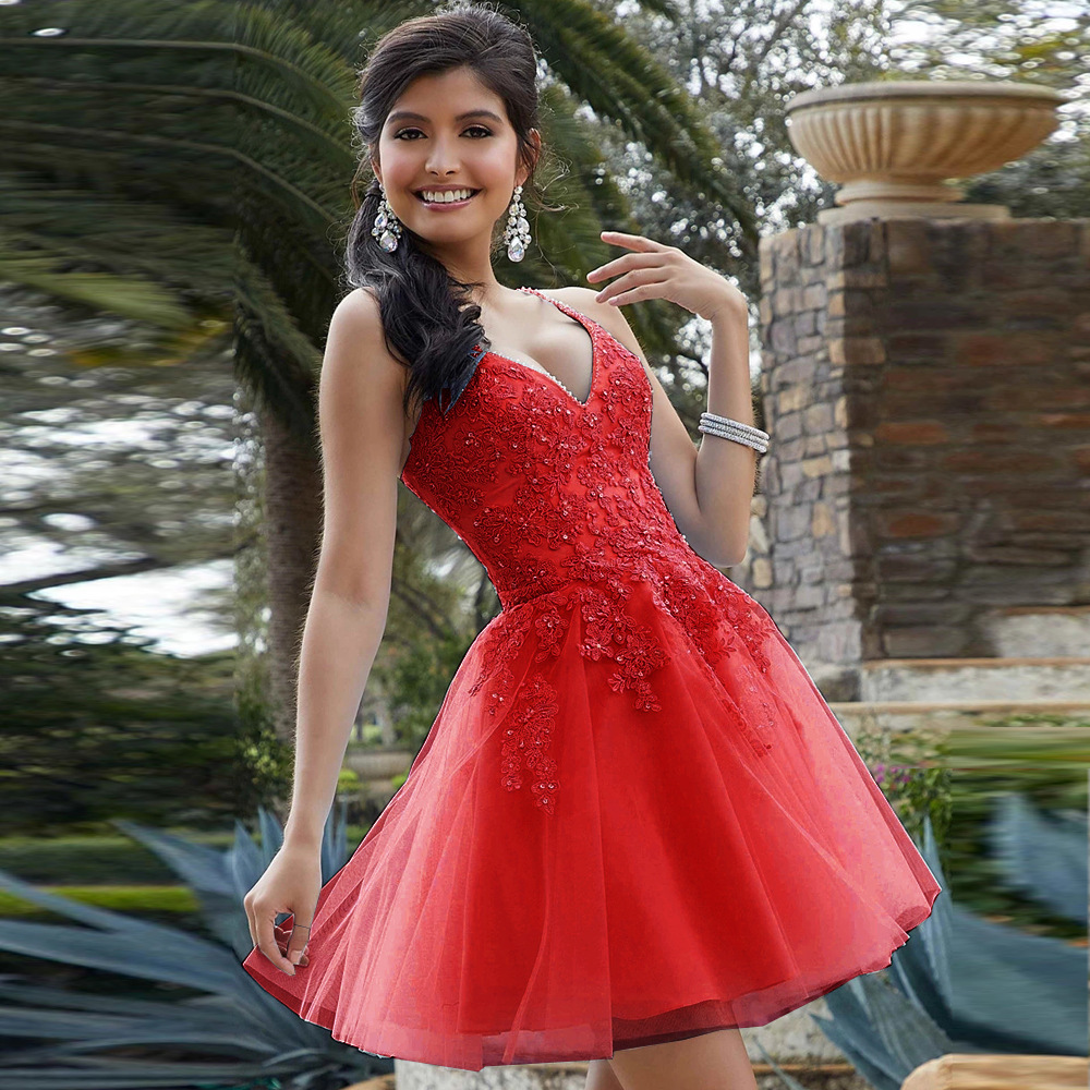2025 caída de otoño vestido de noche de encaje corto Aliexpress Amazon vestido de fiesta de cumpleaños pequeño