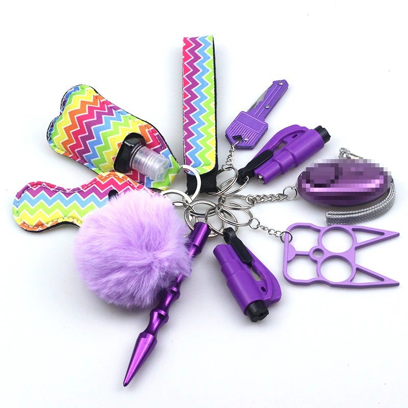 Retro Classic Style Color Block Stripe Flower Cloth Resin Self-defense Unisex Keychain display picture 2