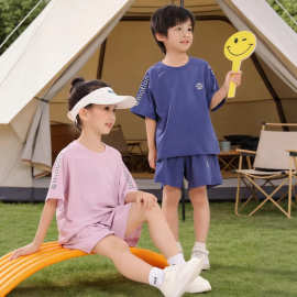 儿童运动速干衣冰丝夏季女童羽毛球服中大童学生夏装男童短袖套装