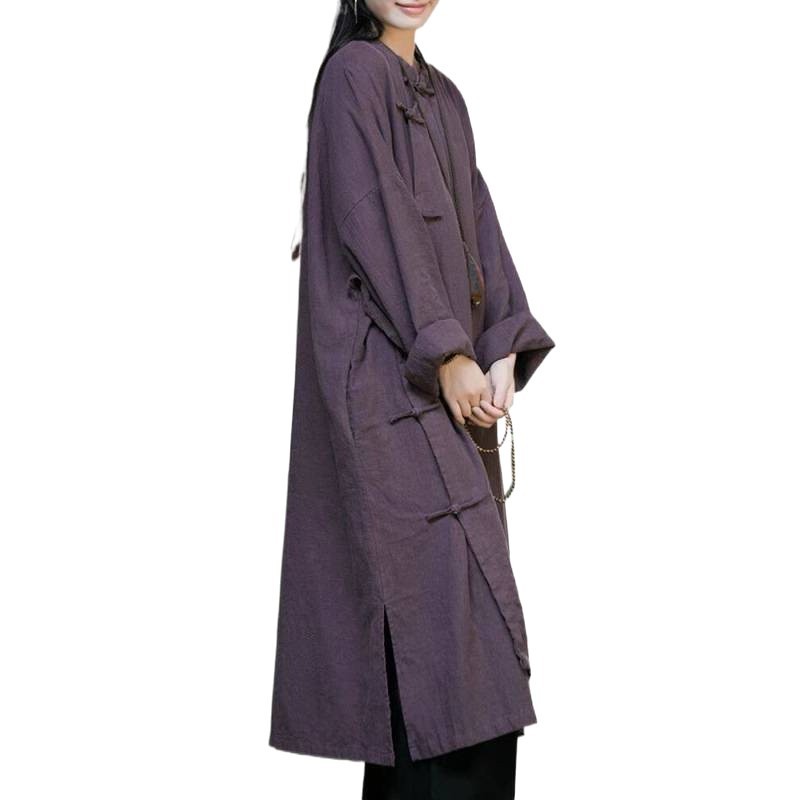 早秋苎麻新中式连衣裙女新款禅修居士服棉麻复古禅意偏襟袍子|undefined