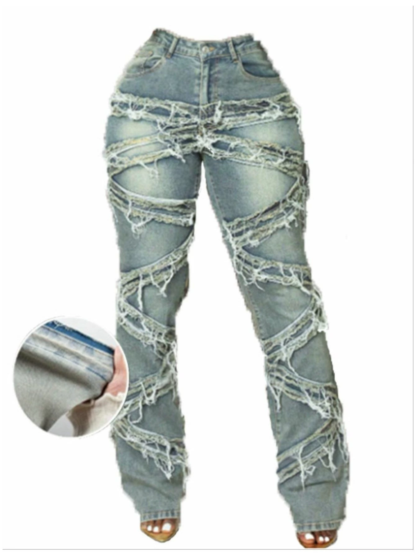 Женские потертые брюки в винтажном стиле, промываемые водой, через границу