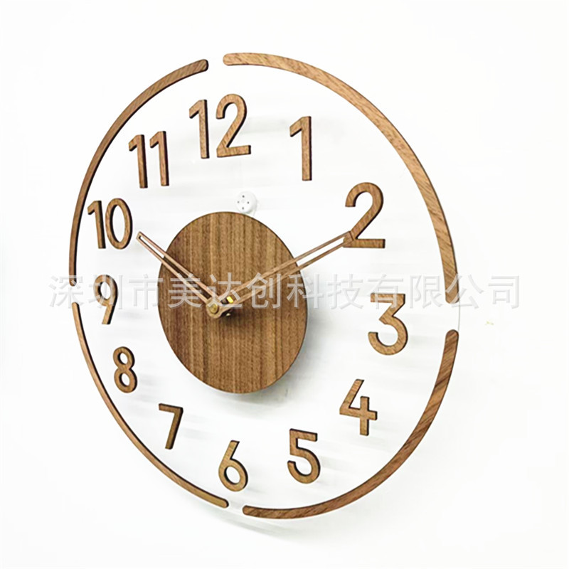 Reloj de pared acrílico moderno creativo transparente Walnut silencioso reloj minimalista reloj de moda digital al por mayor image 4