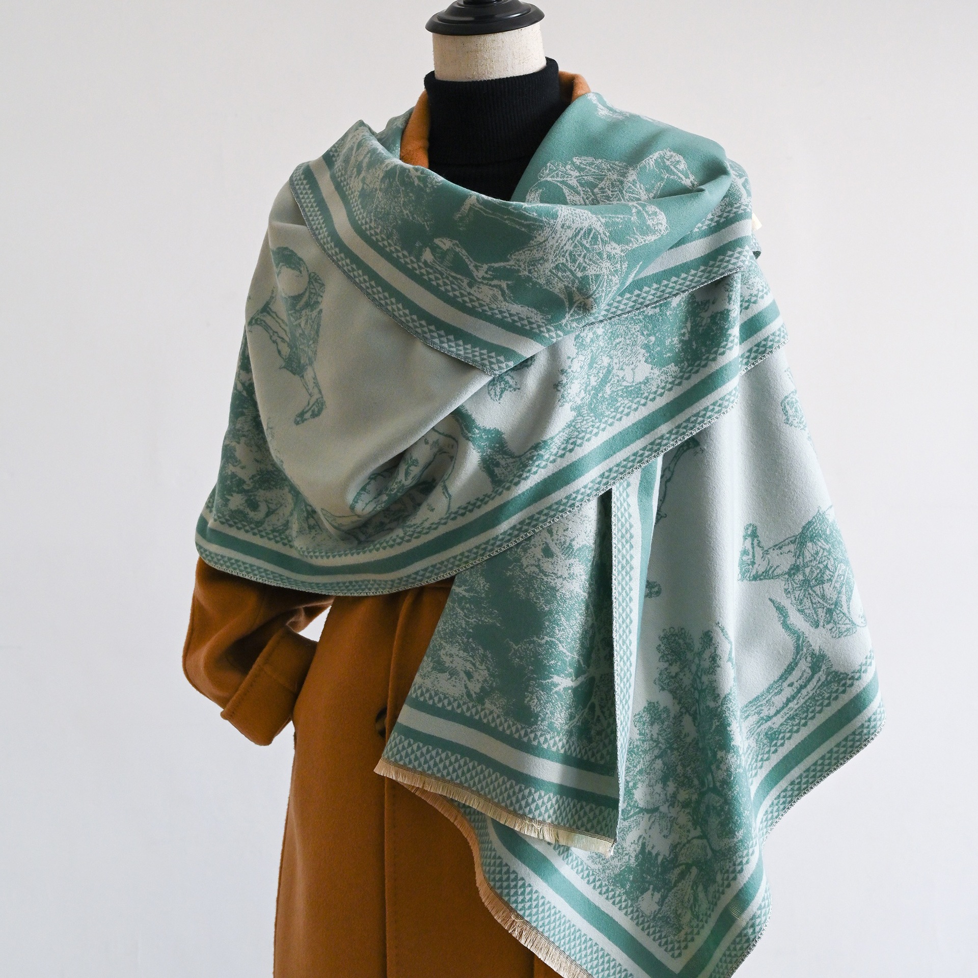 2024 estilo occidental de alto nivel frío chal Jacquard bufandas de cashmere nueva moda otoño invierno bufandas largas bufandas mujeres