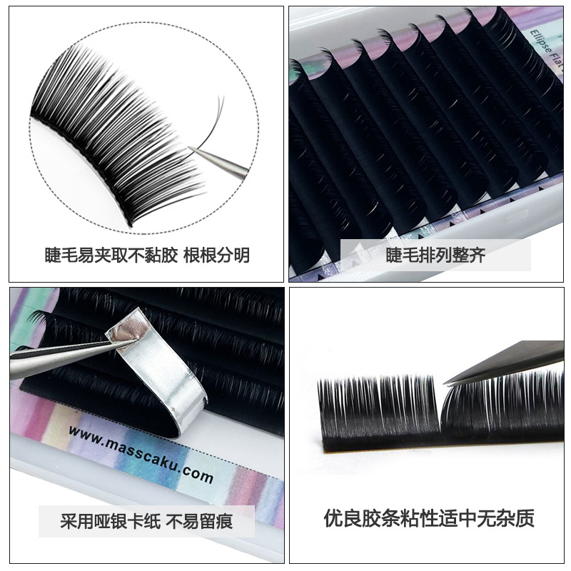 Venta al por mayor cola doble pico pelo plano injerto pestañas aire pelo plano puro Injerto de mano pestañas falsas suave grueso natural