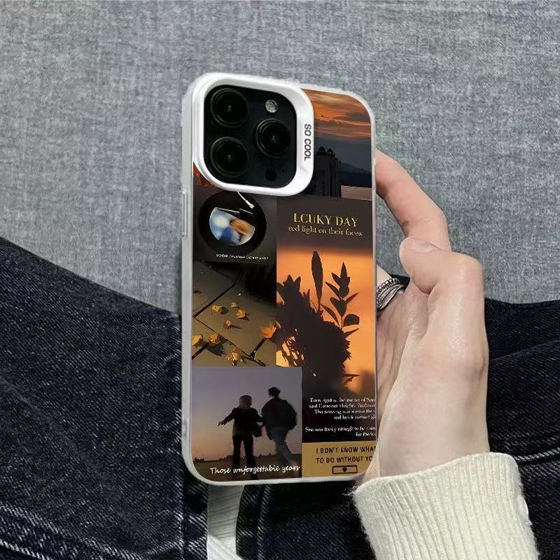 Funda para Teléfono con Diseño de Pareja al Atardecer, Compatible con Apple 17 Pro Max, Funda Personalizada y Energética para iPhone 16/15/14, Texto 13
