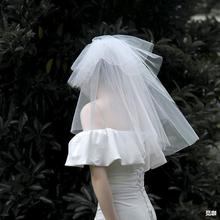 求婚领证登记小头纱新娘主婚纱结婚头饰拍照道具高级感法式蓬蓬纱