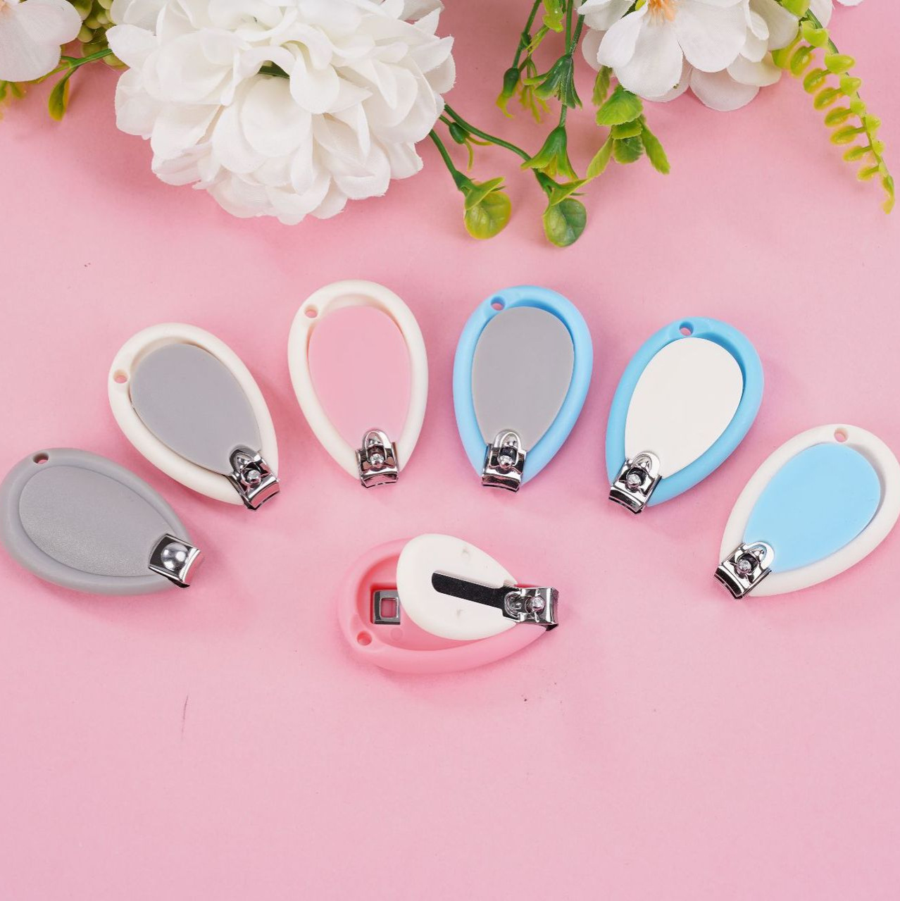 Manufacturer's Ready Stock Water Drop-Shaped Baby Nail Clippers, Anti-Splash and Debris-Catching, Macaron Multi-Color Newborn Nail Clippers Wholesale