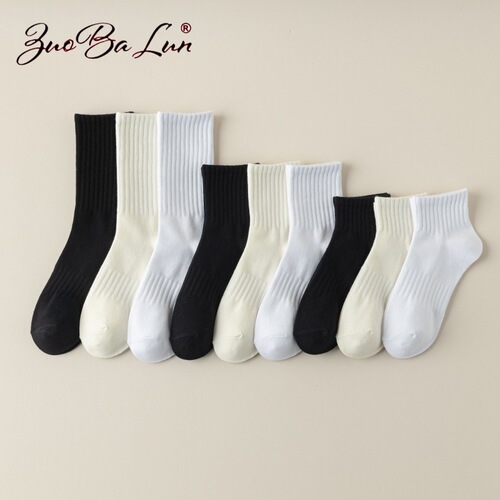 Socks for women summer Korean style mid-calf socks pure cotton sweat-absorbent and deodorant basketball sports socks summer black and white boat socks stockings