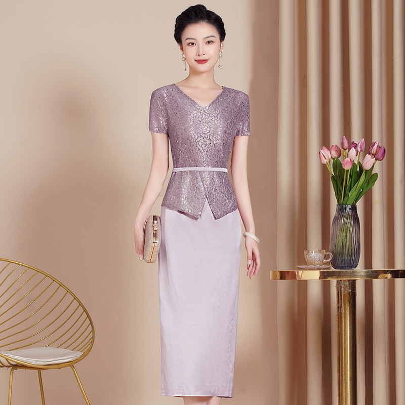 Mother's Wedding Banquet Dress 2025 Spring and Summer New Style Young and Stylish Wedding Dress for Mother-In-Law, Wedding Cheongsam for Petite Figures