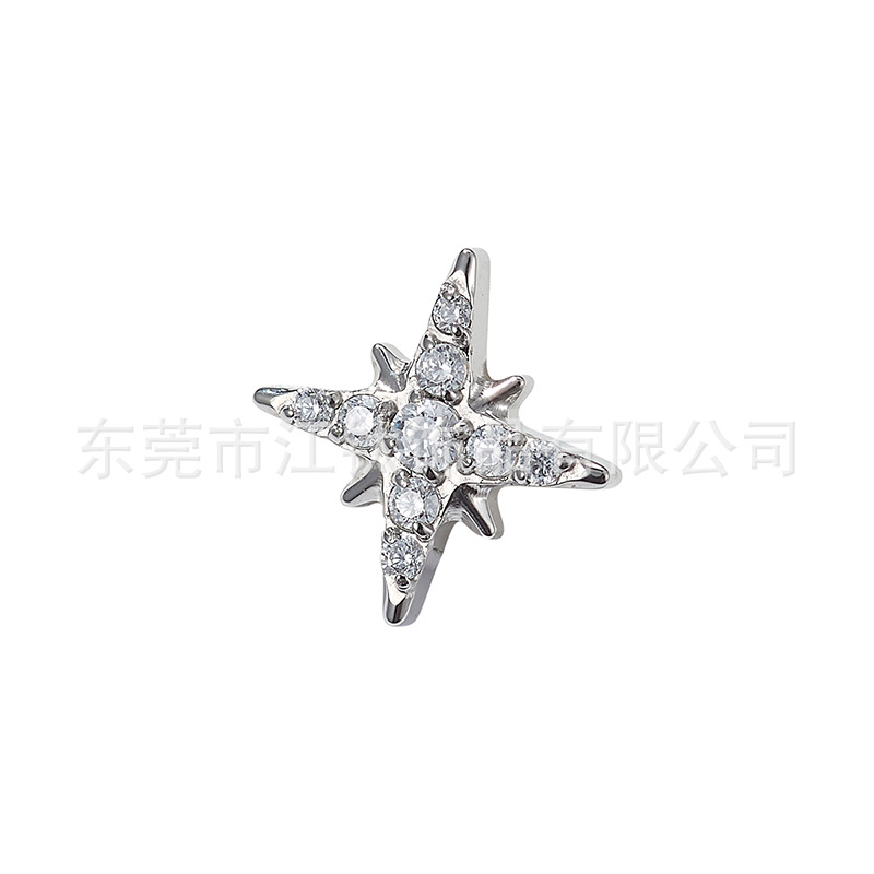 G23 Titanium Star Earring ASTM F136 Gem Stud Ear Piercing Jewelry detail image 11