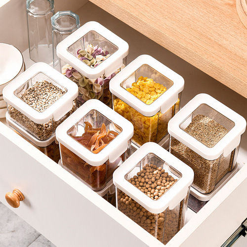 厨房收纳盒密封杂粮罐透明五谷罐干货食品级塑料防潮储物罐冰箱