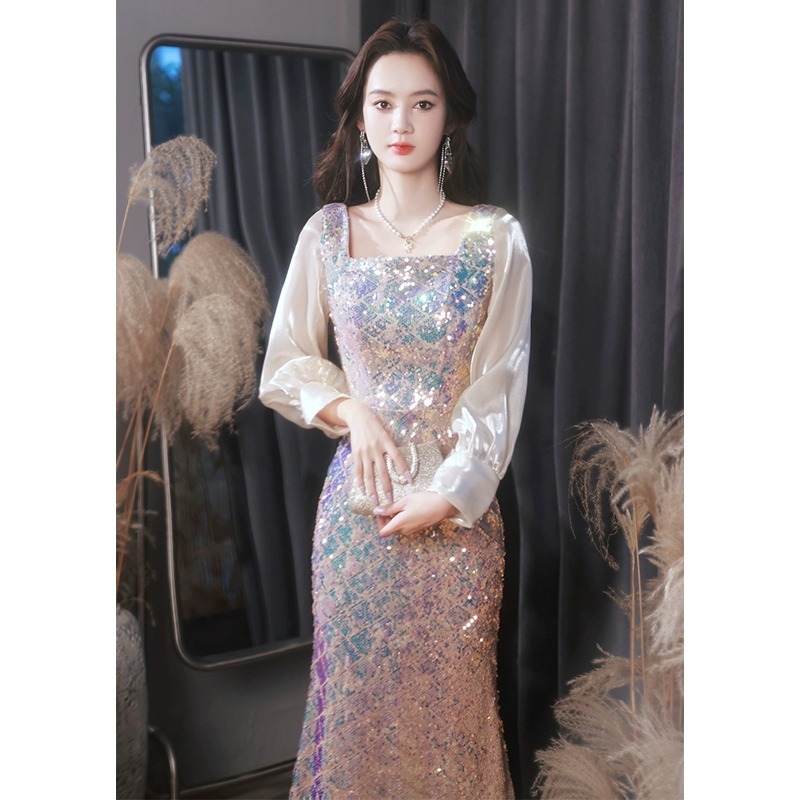 晚礼服女2026新款宴会气质轻奢小众高端法式高级感主持亮闪鱼尾裙