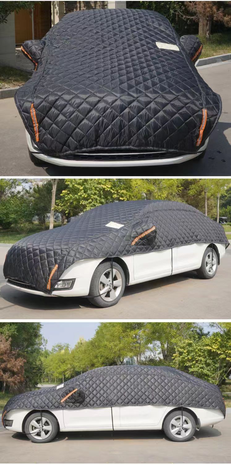 Car half-cover, car cover, anti-hail, anti-snow, anti-rain, car sun protection cover, half-cover for the front windshield, thickened car cover