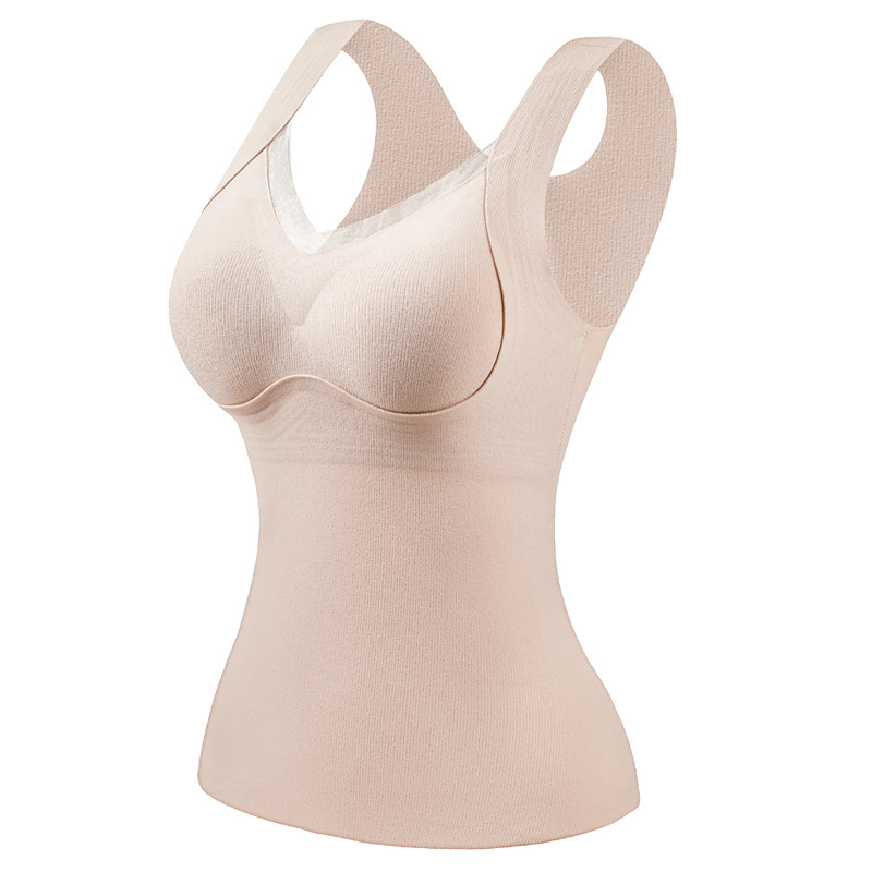 Nuevo estilo de otoño e invierno chaleco cálido de terciopelo alemán taza fija para mujer, soporte superior, soporte superior, base gruesa, chaleco cálido que no deja marcas