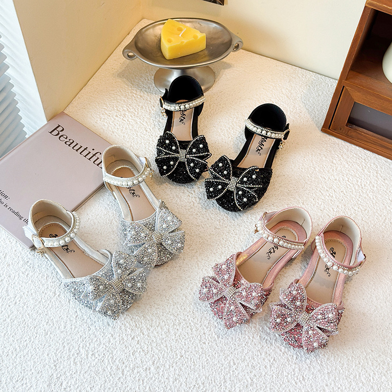 Princess Girls' Sandals 2026 Spring and Summer New Style for Medium and Large Children, Baby Girls, Crystal Closed-Toe Soft-Soled Shoes