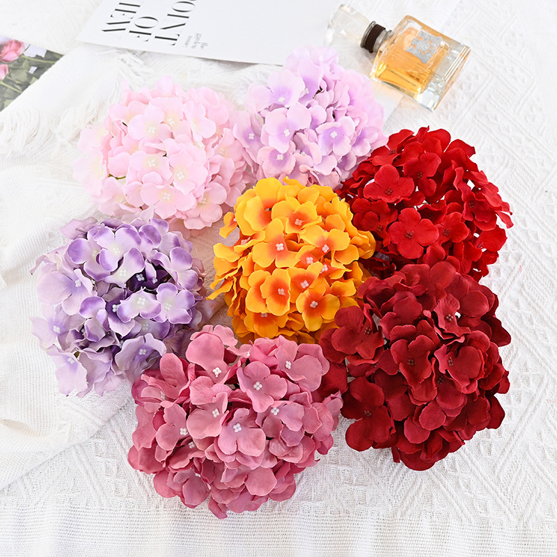 Mingcan 17cm 54-Piece Artificial Hydrangea Flower Heads Cross-Border Amazon Hot-Selling Artificial Flowers Wholesale Florals