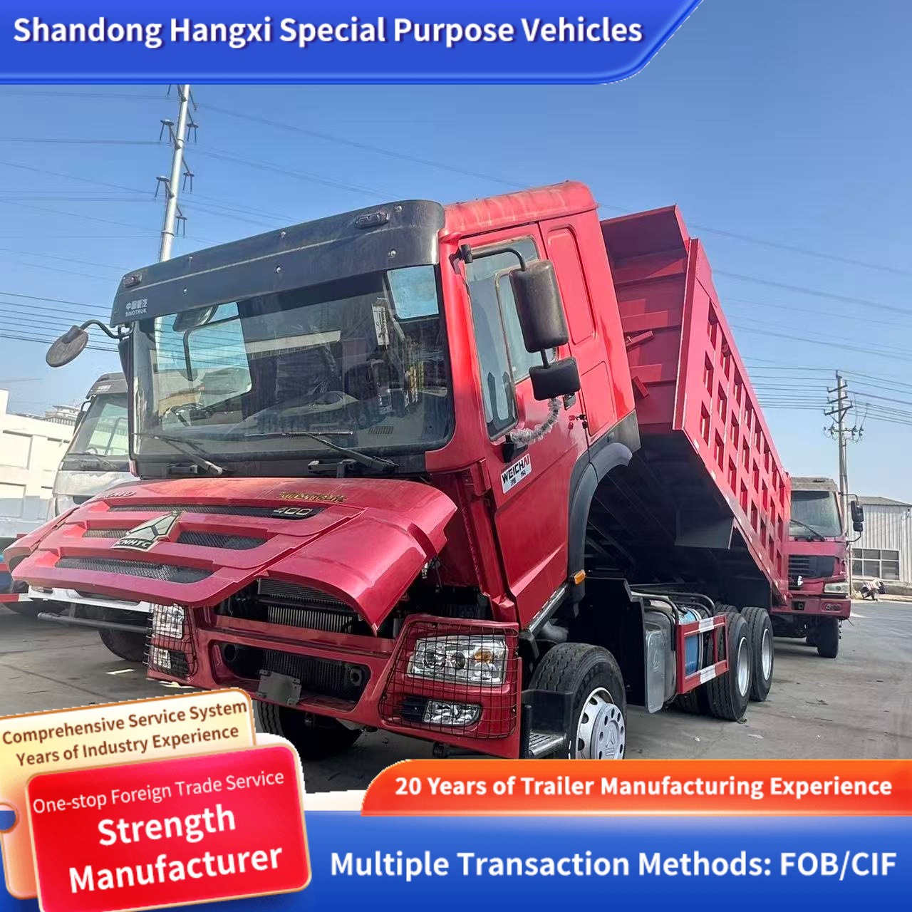 Howo Eight-Wheel Dump Truck with Weichai 400Hp Engine, Customized 10-Wheel Howo Dump Truck for Export
