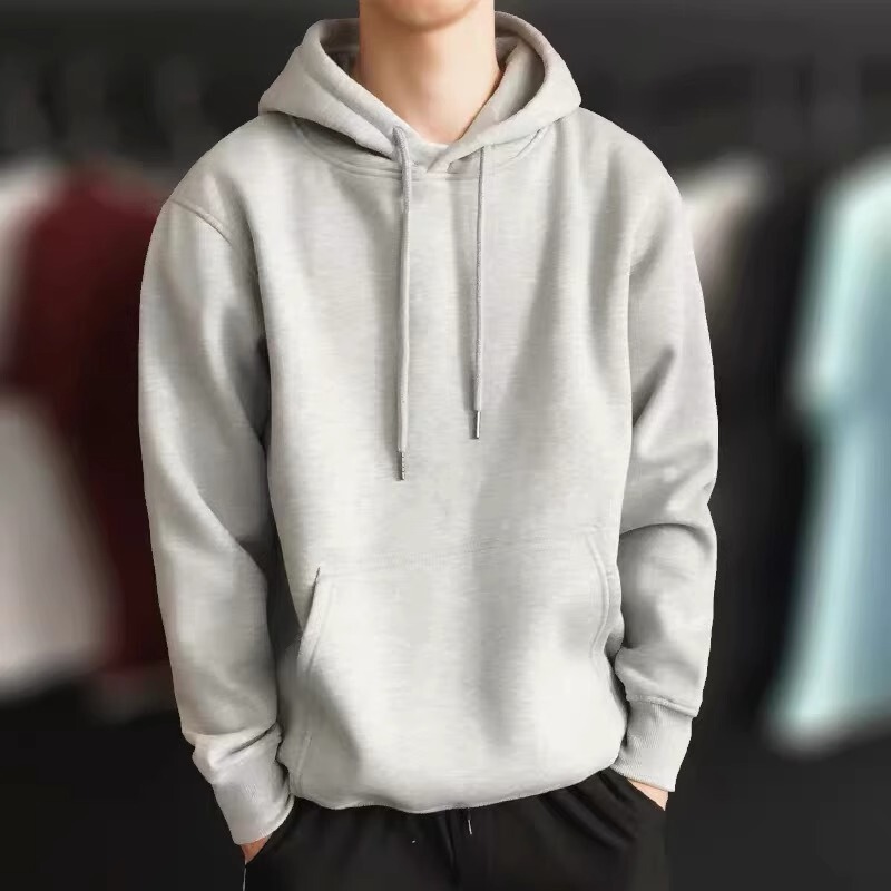 Sweater Solid Color Hooded Sports Sweatshirt Men's Autumn and Winter Trendy Tops Large Size Loose Casual Outerwear
