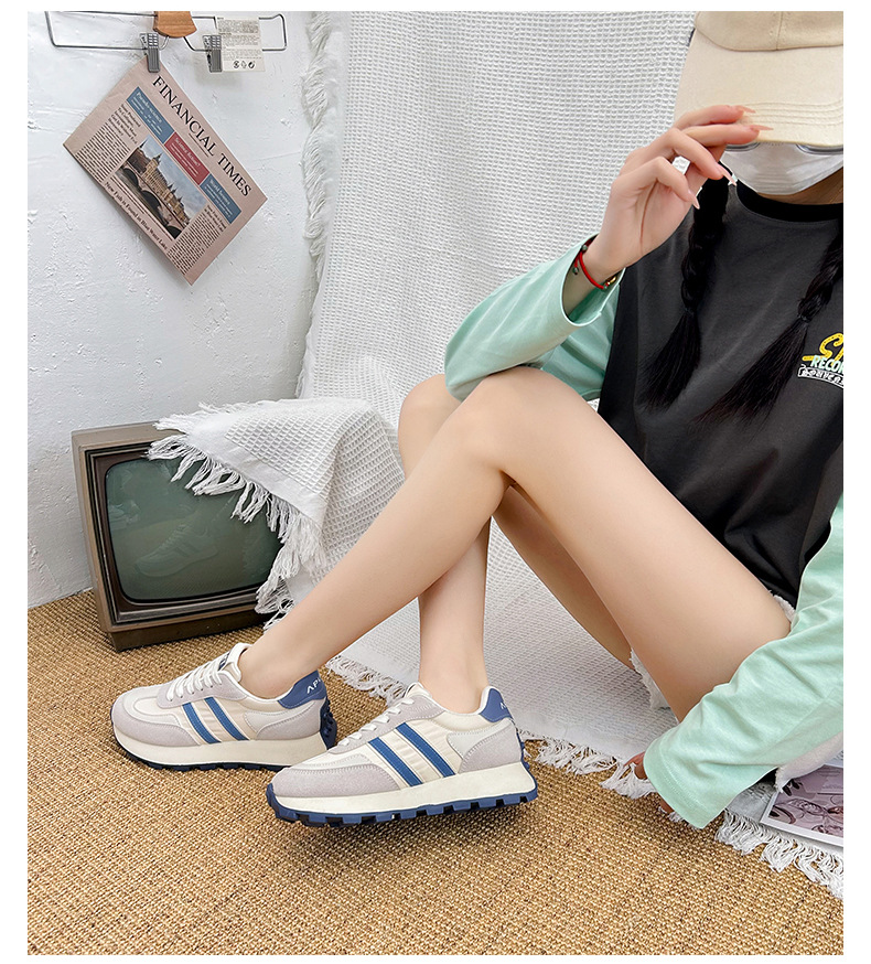 新益美 春季新款学生跑步运动鞋百搭增高