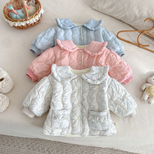 【不退不换】女童绗线棉服小左小右冬季宝宝韩版娃娃领加绒棉衣潮