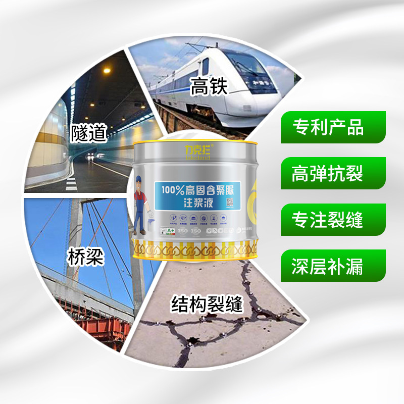 屋顶裂缝补漏注浆防水涂料抗裂混凝土墙地面修补聚脲注浆液疏水|undefined